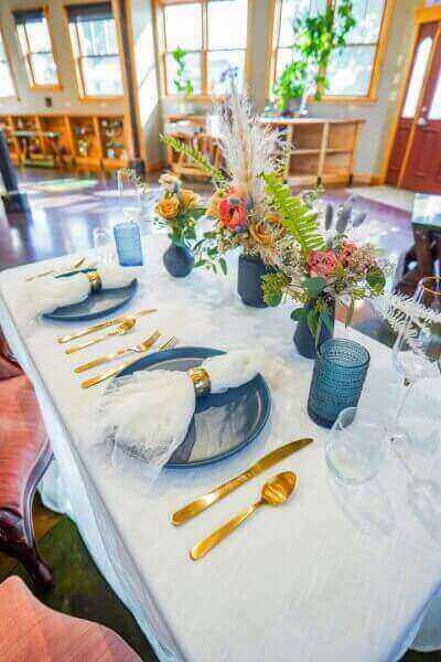 A table set up for a dinner event